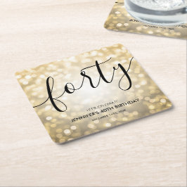 Modern Script Gold Glitzer Lights 40. Geburtstag Rechteckiger Pappuntersetzer