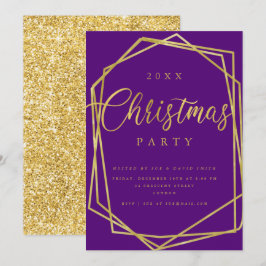 MODERN Script Gold Lila Frame Weihnachtszeit Party Einladung