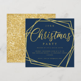 MODERN Script Gold Navy Foil Rahmen Weihnachtsweih Einladung