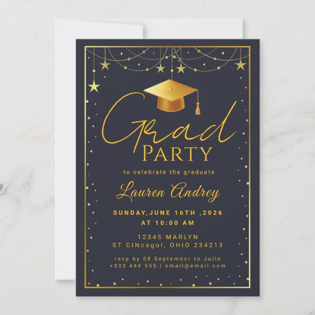 Modern Script Grad Celebration Einladung (Vorderseite)