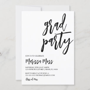 Modern Script Grad Party Invitation Einladung