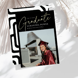 Modern Script Graduate Foto Geometric Abschluss Folieneinladung