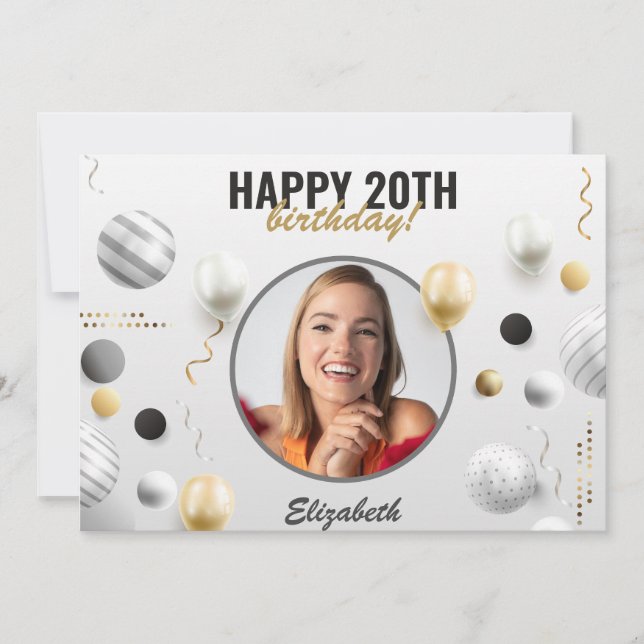 Modern Script Happy Birthday Custom Foto Gift (Vorderseite)