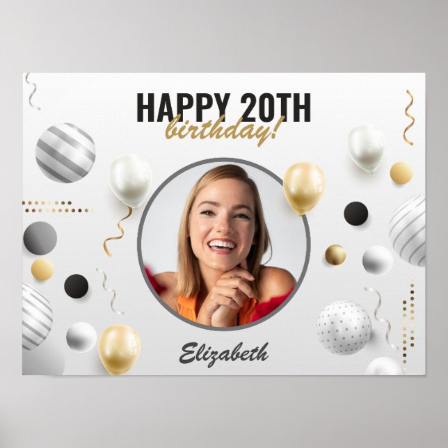 Modern Script Happy Birthday Custom Foto Gift Poster (Vorne)