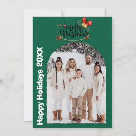 Modern Script Happy Holidays Arch 2 Photo Holiday Einladung