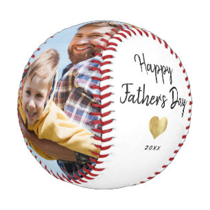 Modern Script Happy Vatertag Gold Heart Foto Baseball