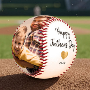 Modern Script Happy Vatertag Gold Heart Foto Baseball