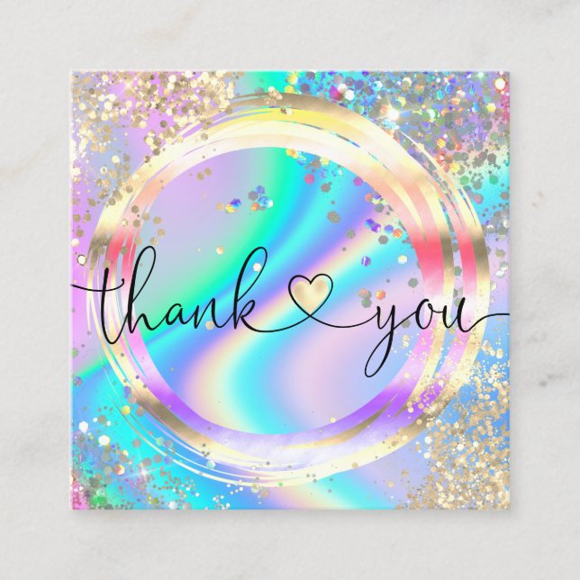modern script holographic thank you for your order quadratische visitenkarte (Vorderseite)