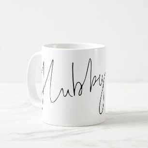 Modern Script Hubby Name Schwarz-weiß Kaffeetasse