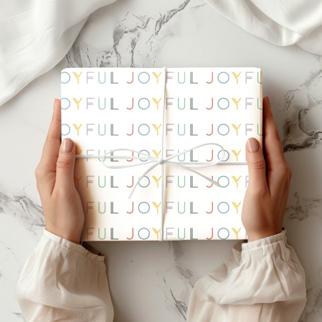 Modern Script Joyful Pastel Holiday Wrapping Paper Geschenkpapier (Von Creator hochgeladen)