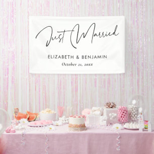 Modern Script 'Just Married' Banner - Personalisie