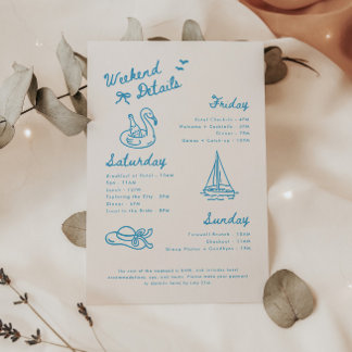 Modern Script Lake Bachelorette Weekend Details Begleitkarte
