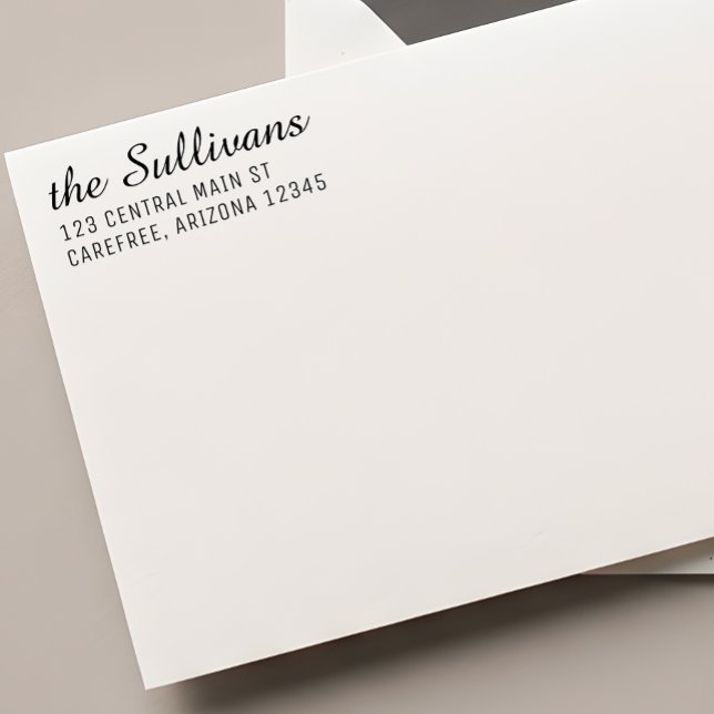 Modern Script Left Aligned Return Address Permastempel (Von Creator hochgeladen)