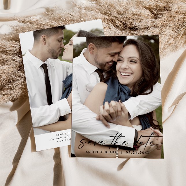 Modern Script Light Foto Template Save the Date (Von Creator hochgeladen)
