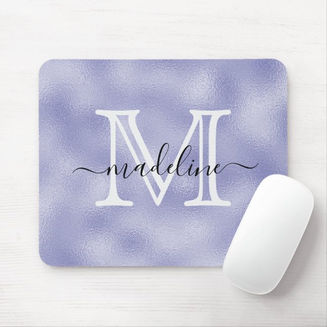 Modern Script Lila Foil Monogram Mousepad (Mit Mouse)