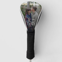 Modern Script Love Custom Engaged Couples Photo Golf Headcover