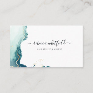 Modern Script Marble Pattern Agate Visitenkarte