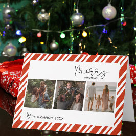 Modern Script Merry Christmas Family Photo Custom Karte