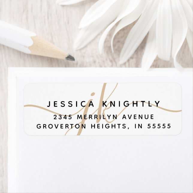 Modern Script Minimal Gold Monogram Initials Label (Insitu)