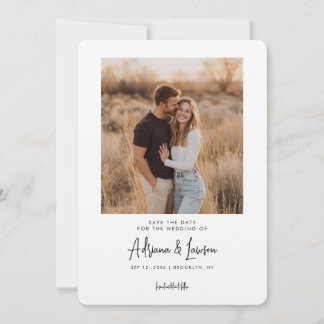 Modern Script Minimal Wedding Photo Save the Date