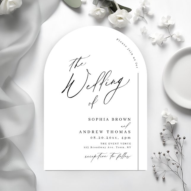 Modern script minimalist arch wedding einladung (Modern script minimalist arch wedding invitation)