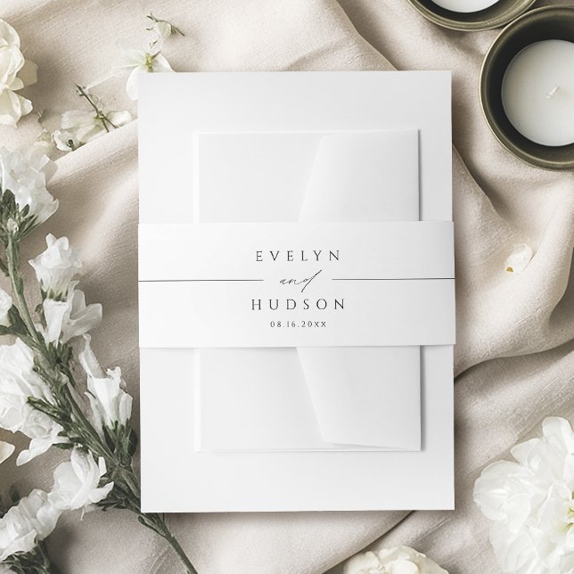 Modern Script Minimalist Typography Wedding Einladungsbanderole (Modern Script Minimalist Typography Wedding Invitation Belly Band)