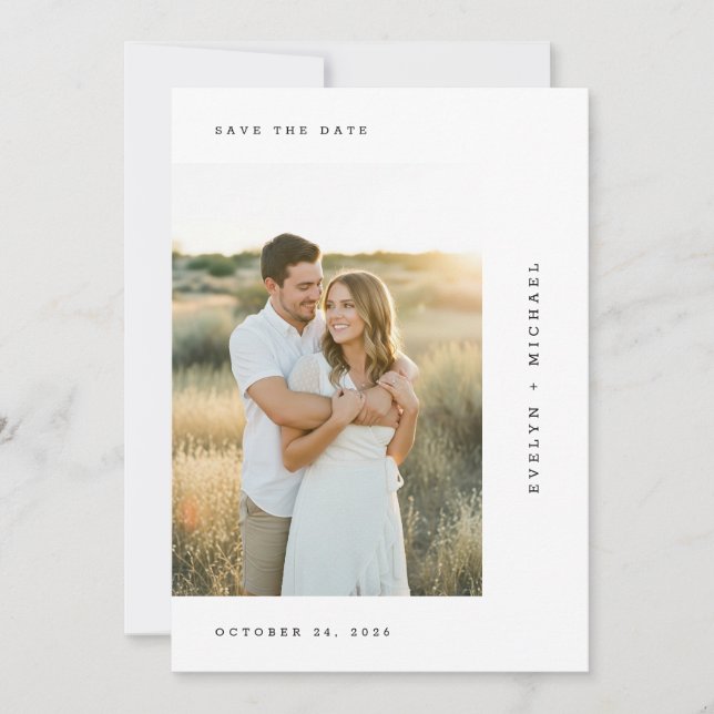Modern Script Minimalist Wedding Photo Save The Date (Vorderseite)