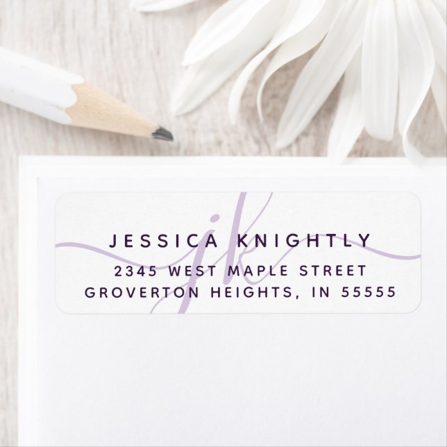 Modern Script Minimalistische Lila Monogram Initia (Insitu)