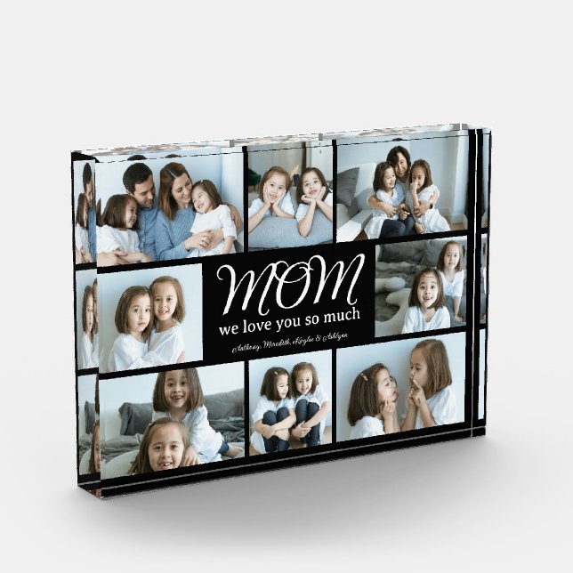 Modern Script Mom We Love You Photo Collage Block (Links)