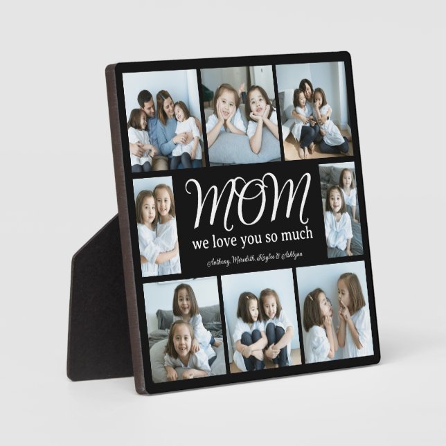 Modern Script Mom We Love You Photo Collage Fotoplatte (Vorderseite)