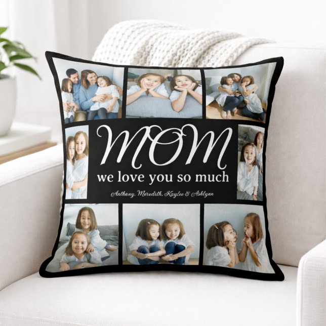 Modern Script Mom We Love You Photo Collage XO  Kissen (Von Creator hochgeladen)