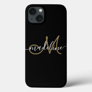Modern Script Monogram Black Gold Case-Mate iPhone Hülle