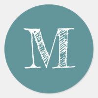Modern Script Monogram Initial Aquamarin