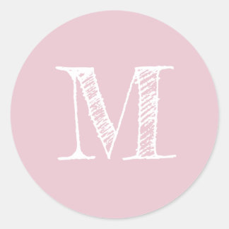 Modern Script Monogram Initial Parfait Pink Runder Aufkleber