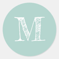 Modern Script Monogram, Initial Pastel Blue Label