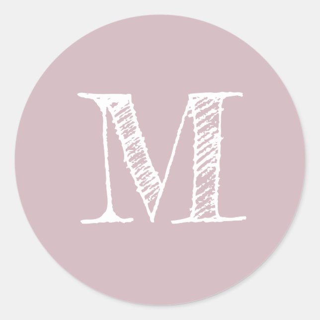 Modern Script Monogram Initial Pastel Lila Label Runder Aufkleber (Vorderseite)