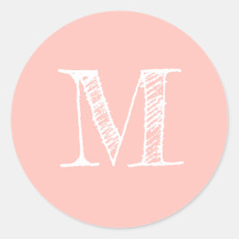 Modern Script Monogram Initial Pastel Pink Siegel Runder Aufkleber