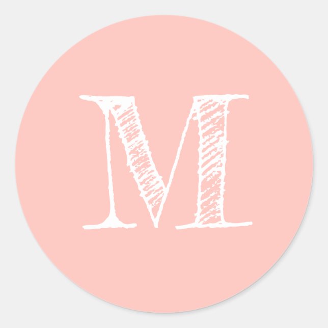 Modern Script Monogram Initial Pastel Pink Siegel Runder Aufkleber (Vorderseite)