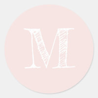 Modern Script Monogram Initial Pastellpinke Label
