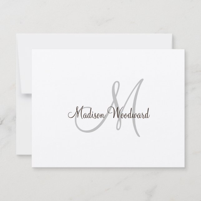 Modern Script Monogram Kraft Flat Note Card Mitteilungskarte (Vorderseite)