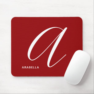 Modern Script Monogram Letter A Red Mousepad