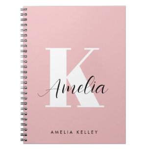 Modern Script Monogram Pink Notizblock