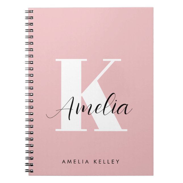 Modern Script Monogram Pink Notizblock (Vorderseite)