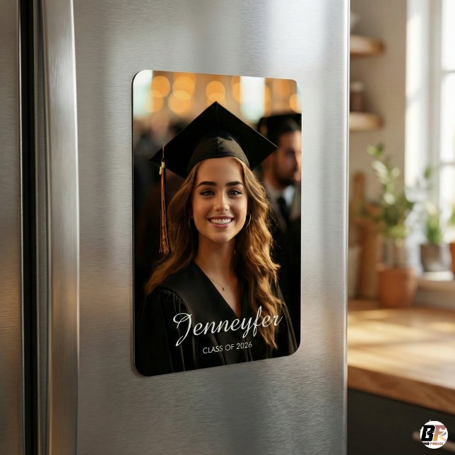 Modern Script Name Class of 2026 Photo Graduation Magnet (Von Creator hochgeladen)