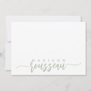 Modern Script Name Personalisiert Sage Green Mitteilungskarte