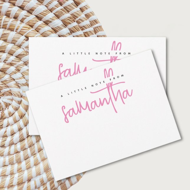 Modern Script name white note card Mitteilungskarte (Von Creator hochgeladen)