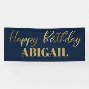 Modern Script Navy Blau Gold Alles Gute zum Geburt Banner