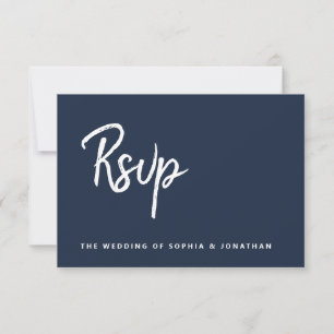 Modern Script Navy Blue   Wahl zum Hochzeitsessen RSVP Karte