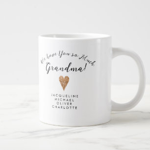 Modern Script Oma Rose Gold Herz mit Namen Jumbo-Tasse