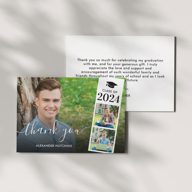 Modern Script Overlay 3 Foto Abschluss Dankeskarte (Von Creator hochgeladen)